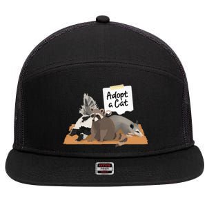 Funny Cute Adopt A Cat Skunk Raccoon Opossum 7 Panel Mesh Trucker Snapback Hat