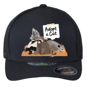 Funny Cute Adopt A Cat Skunk Raccoon Opossum Flexfit Unipanel Trucker Cap