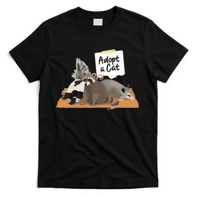 Funny Cute Adopt A Cat Skunk Raccoon Opossum T-Shirt