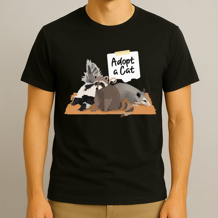 Funny Cute Adopt A Cat Skunk Raccoon Opossum T-Shirt