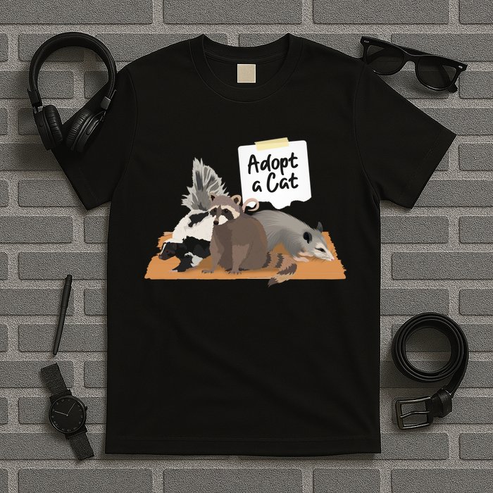 Funny Cute Adopt A Cat Skunk Raccoon Opossum T-Shirt