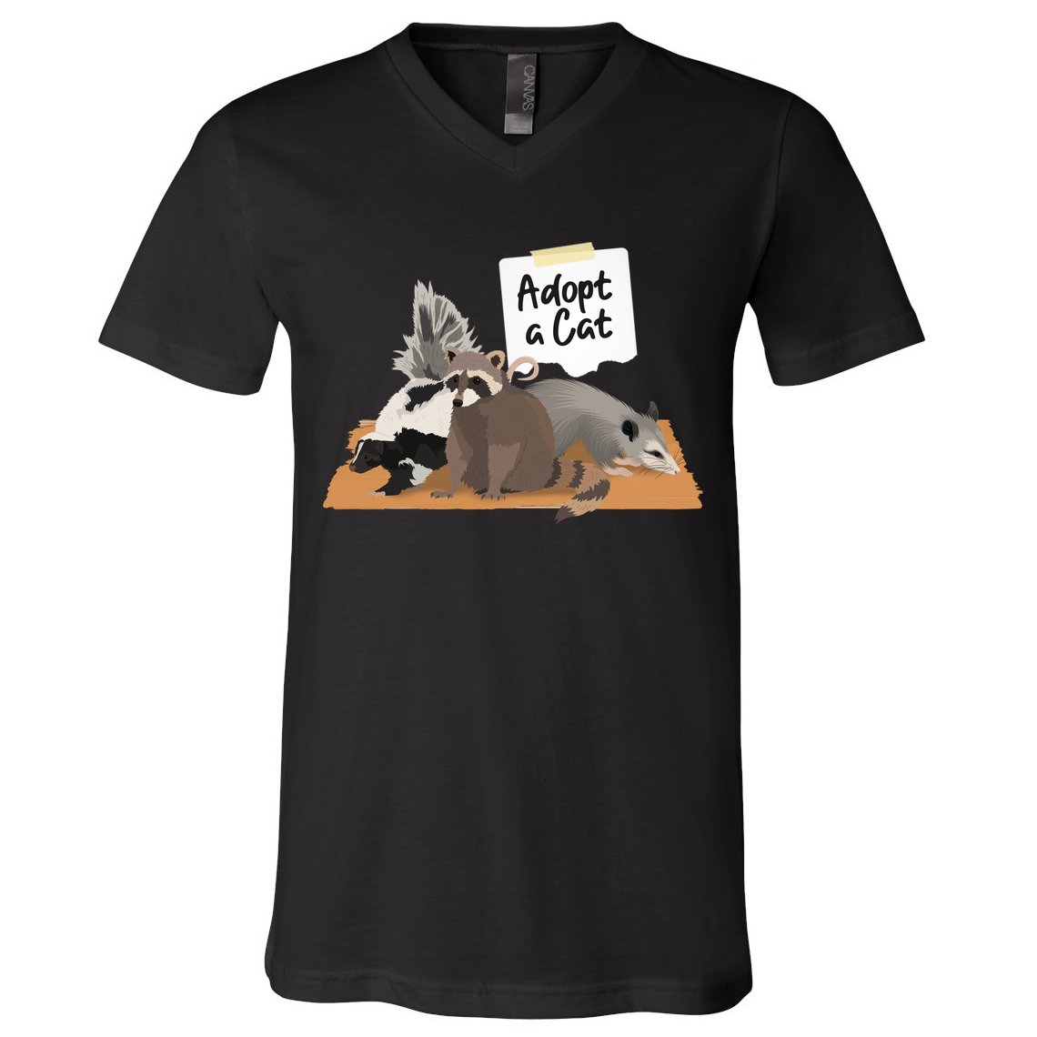 Funny Cute Adopt A Cat Skunk Raccoon Opossum V-Neck T-Shirt