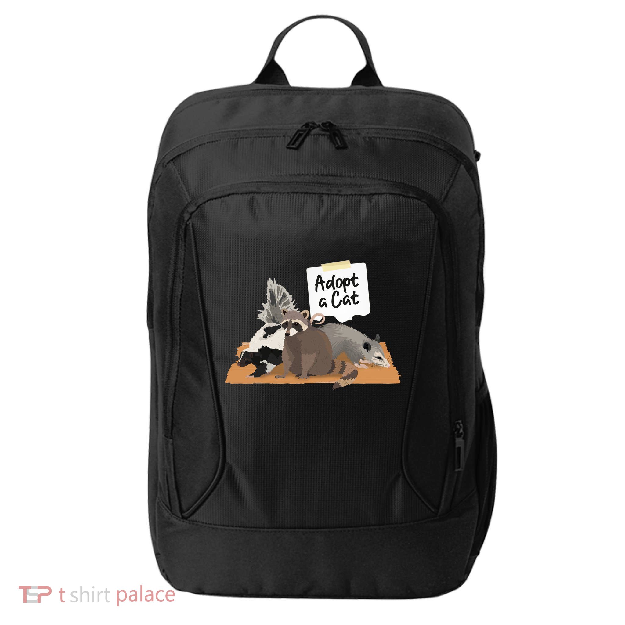 Funny Cute Adopt A Cat Skunk Raccoon Opossum City Backpack