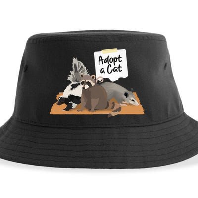 Funny Cute Adopt A Cat Skunk Raccoon Opossum Sustainable Bucket Hat