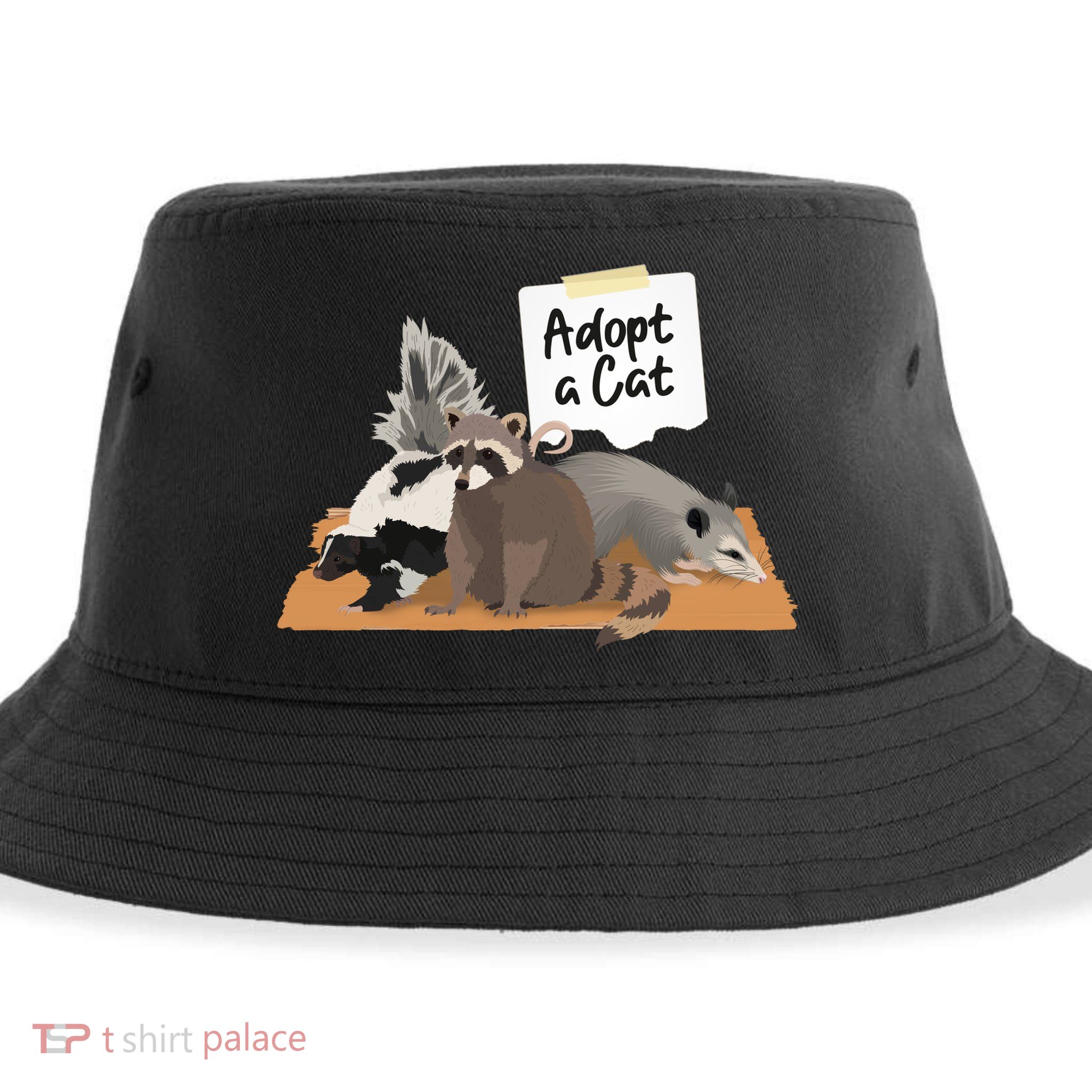 Funny Cute Adopt A Cat Skunk Raccoon Opossum Sustainable Bucket Hat