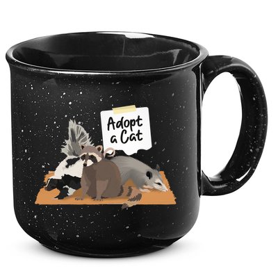 Funny Cute Adopt A Cat Skunk Raccoon Opossum 15oz Campfire Ceramic Mug