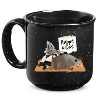 Funny Cute Adopt A Cat Skunk Raccoon Opossum 15oz Campfire Ceramic Mug