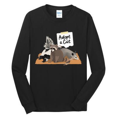 Funny Cute Adopt A Cat Skunk Raccoon Opossum Tall Long Sleeve T-Shirt