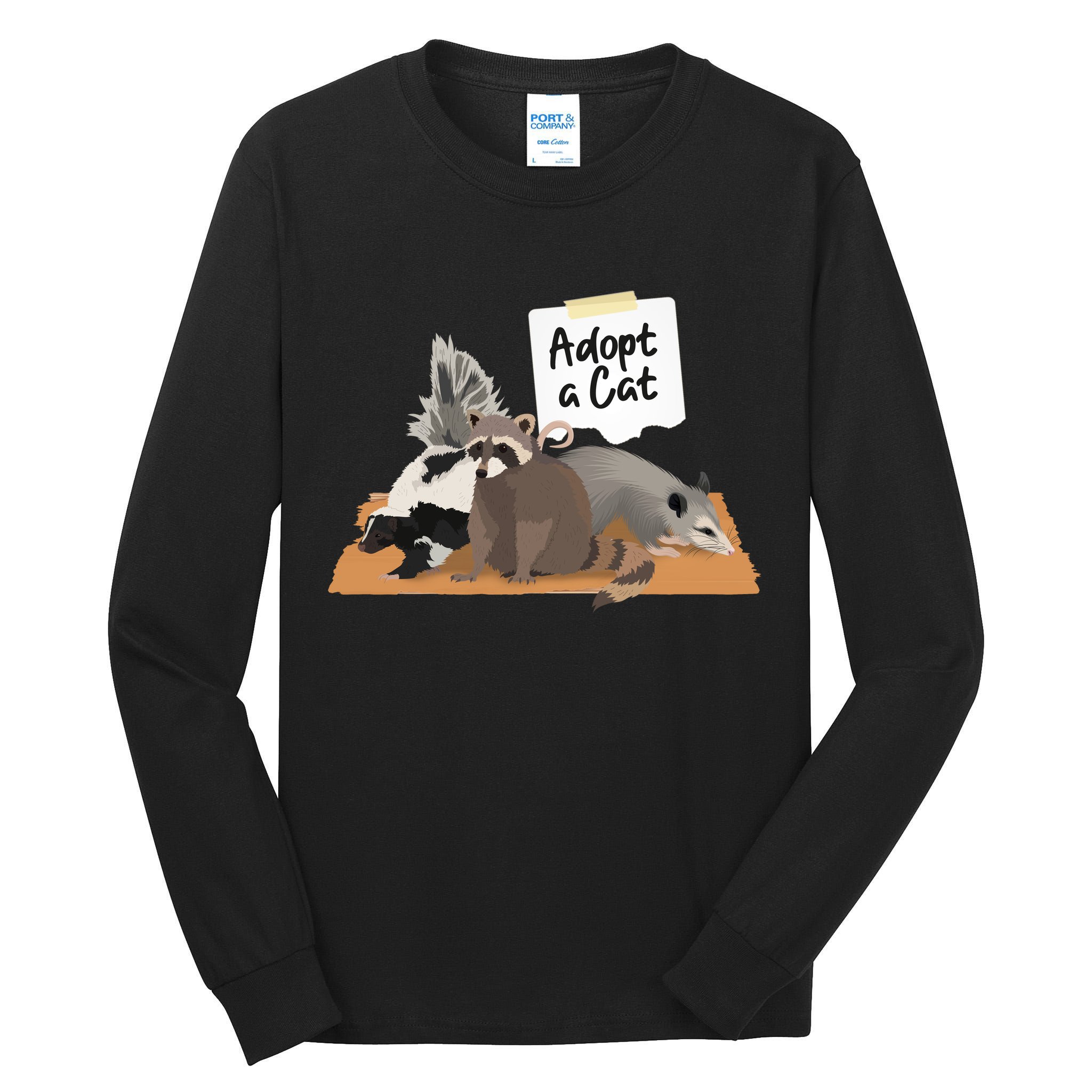 Funny Cute Adopt A Cat Skunk Raccoon Opossum Tall Long Sleeve T-Shirt