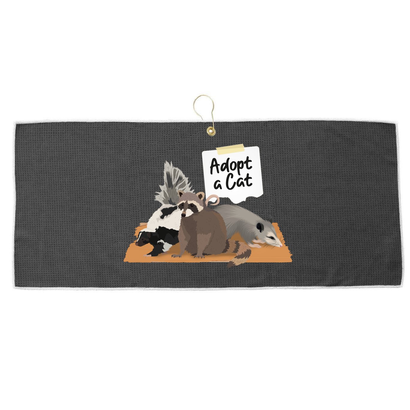 Funny Cute Adopt A Cat Skunk Raccoon Opossum Large Microfiber Waffle Golf Towel