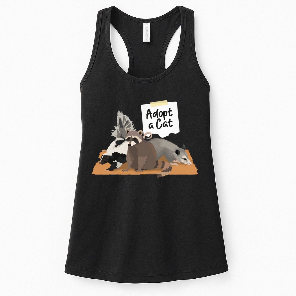 Funny Cute Adopt A Cat Skunk Raccoon Opossum Womens Tank Top