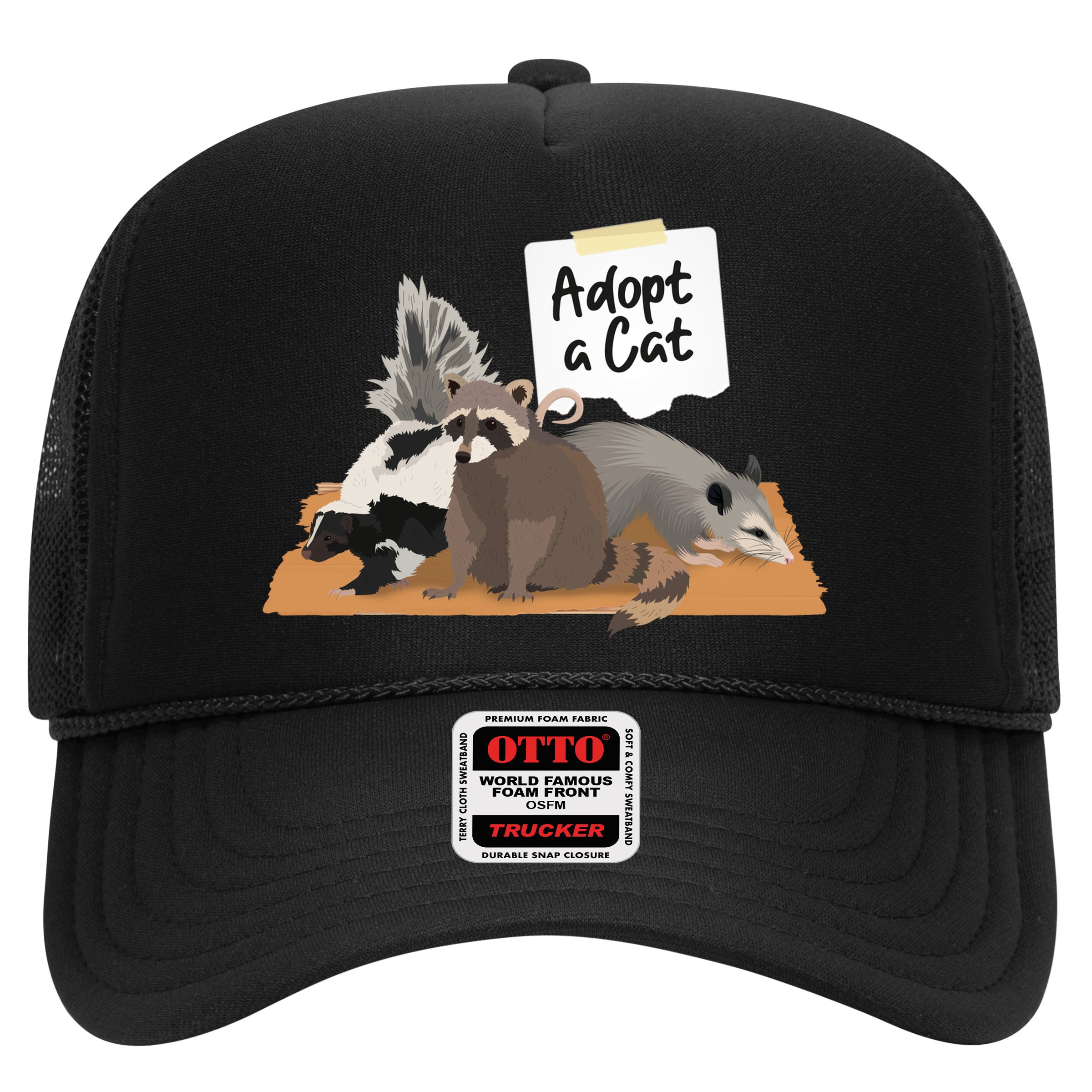 Funny Cute Adopt A Cat Skunk Raccoon Opossum Hat