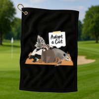 Funny Cute Adopt A Cat Skunk Raccoon Opossum Golf Towel