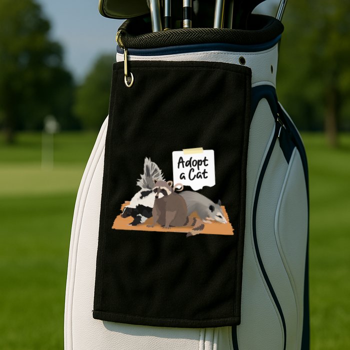 Funny Cute Adopt A Cat Skunk Raccoon Opossum Golf Towel