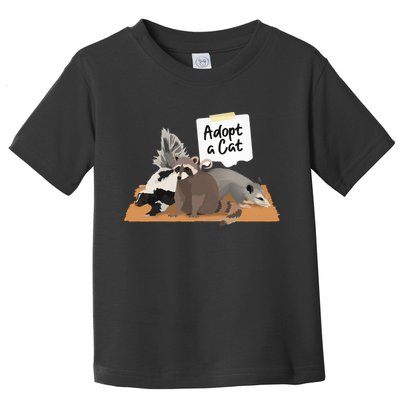 Funny Cute Adopt A Cat Skunk Raccoon Opossum Toddler T-Shirt