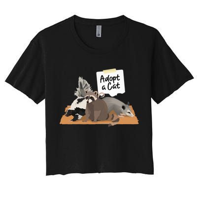Funny Cute Adopt A Cat Skunk Raccoon Opossum Crop Top
