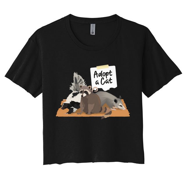 Funny Cute Adopt A Cat Skunk Raccoon Opossum Crop Top