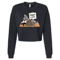 Funny Cute Adopt A Cat Skunk Raccoon Opossum Cropped Pullover Crew