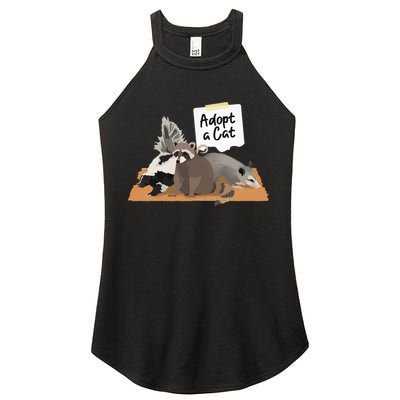 Funny Cute Adopt A Cat Skunk Raccoon Opossum Women's Perfect Tri Rocker Tank