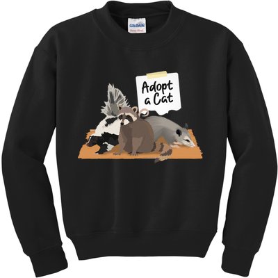 Funny Cute Adopt A Cat Skunk Raccoon Opossum Kids Sweatshirt