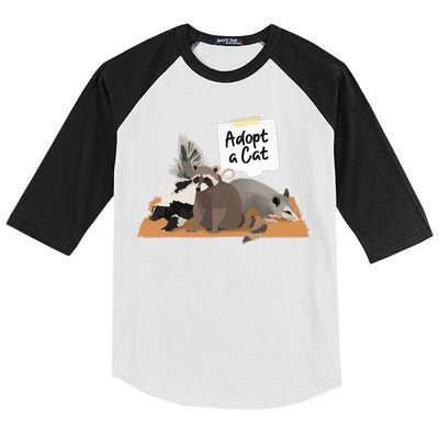 Funny Cute Adopt A Cat Skunk Raccoon Opossum Kids Colorblock Raglan Jersey