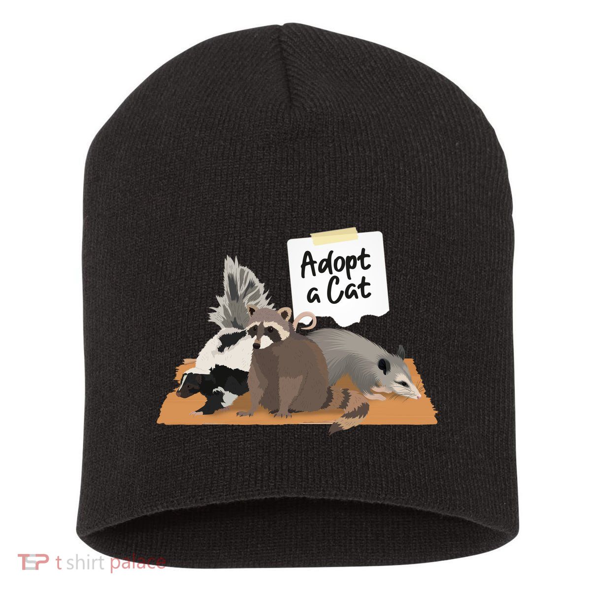 Funny Cute Adopt A Cat Skunk Raccoon Opossum Short Acrylic Beanie