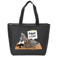 Funny Cute Adopt A Cat Skunk Raccoon Opossum Zip Tote Bag
