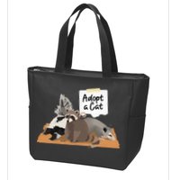 Funny Cute Adopt A Cat Skunk Raccoon Opossum Zip Tote Bag