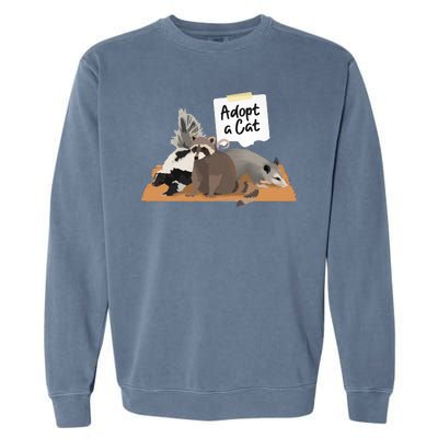 Funny Cute Adopt A Cat Skunk Raccoon Opossum Garment-Dyed Sweatshirt