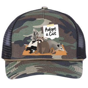 Funny Cute Adopt A Cat Skunk Raccoon Opossum Retro Rope Trucker Hat Cap