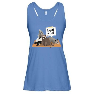 Funny Cute Adopt A Cat Skunk Raccoon Opossum Ladies Essential Flowy Tank