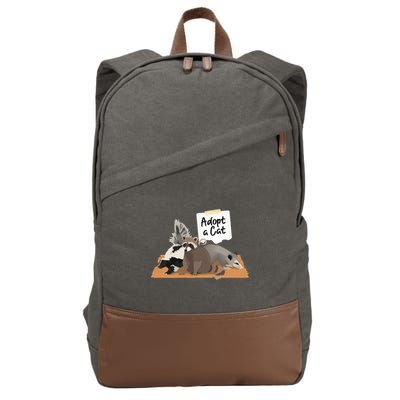 Funny Cute Adopt A Cat Skunk Raccoon Opossum Cotton Canvas Backpack