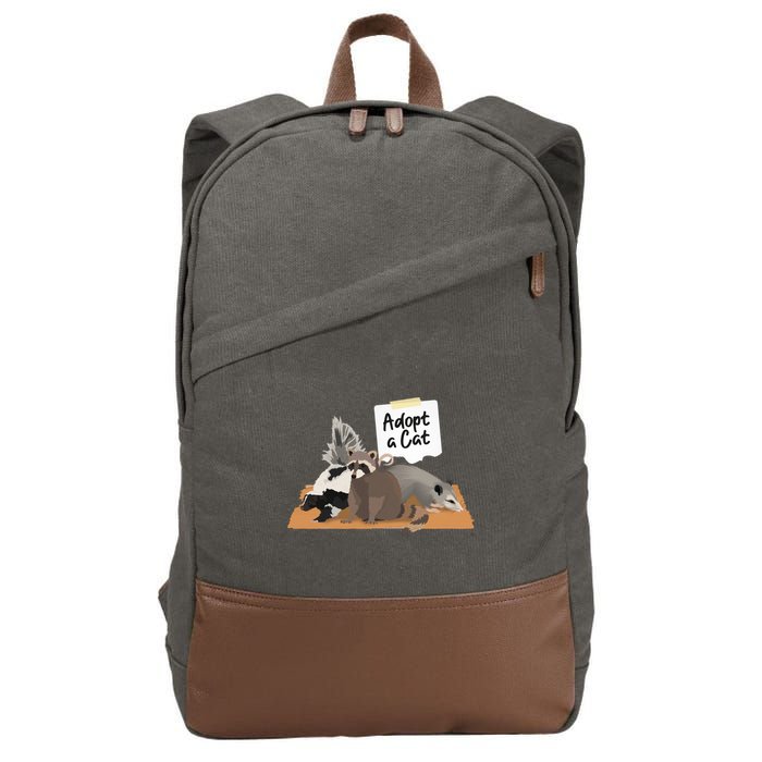 Funny Cute Adopt A Cat Skunk Raccoon Opossum Cotton Canvas Backpack