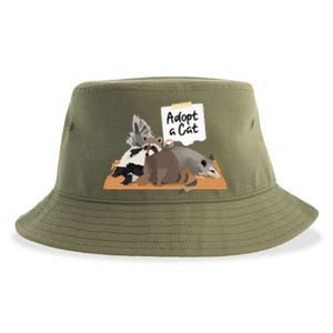 Funny Cute Adopt A Cat Skunk Raccoon Opossum Sustainable Bucket Hat