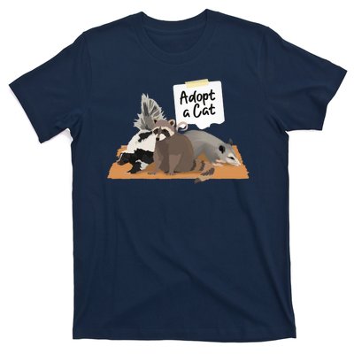 Funny Cute Adopt A Cat Skunk Raccoon Opossum T-Shirt