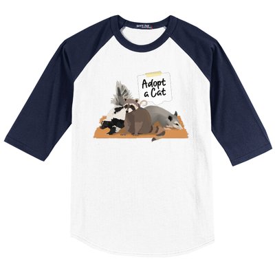 Funny Cute Adopt A Cat Skunk Raccoon Opossum Baseball Sleeve Shirt