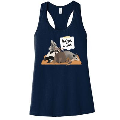 Funny Cute Adopt A Cat Skunk Raccoon Opossum Women's Racerback Tank