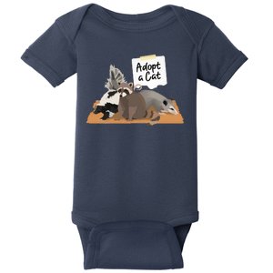 Funny Cute Adopt A Cat Skunk Raccoon Opossum Baby Bodysuit