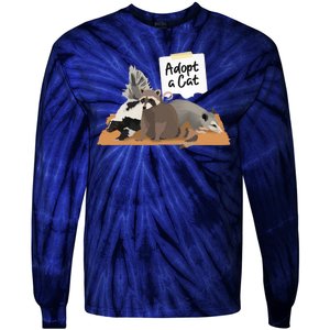 Funny Cute Adopt A Cat Skunk Raccoon Opossum Tie-Dye Long Sleeve Shirt