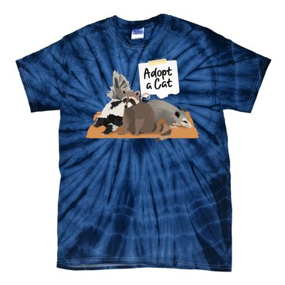 Funny Cute Adopt A Cat Skunk Raccoon Opossum Tie-Dye T-Shirt