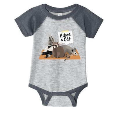 Funny Cute Adopt A Cat Skunk Raccoon Opossum Infant Baby Jersey Bodysuit
