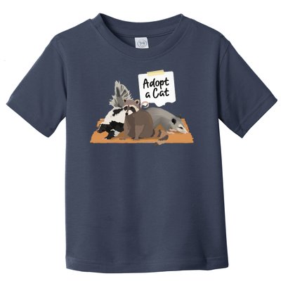 Funny Cute Adopt A Cat Skunk Raccoon Opossum Toddler T-Shirt