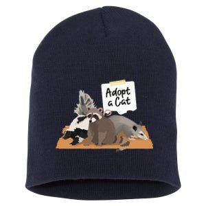 Funny Cute Adopt A Cat Skunk Raccoon Opossum Short Acrylic Beanie