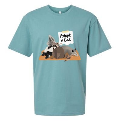 Funny Cute Adopt A Cat Skunk Raccoon Opossum Sueded Cloud Jersey T-Shirt