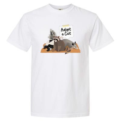 Funny Cute Adopt A Cat Skunk Raccoon Opossum Garment-Dyed Heavyweight T-Shirt