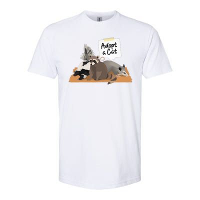 Funny Cute Adopt A Cat Skunk Raccoon Opossum Softstyle CVC T-Shirt