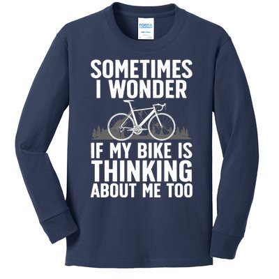 Funny Cycling Art For Bike Rider Track Racing Kids Long Sleeve Shirt