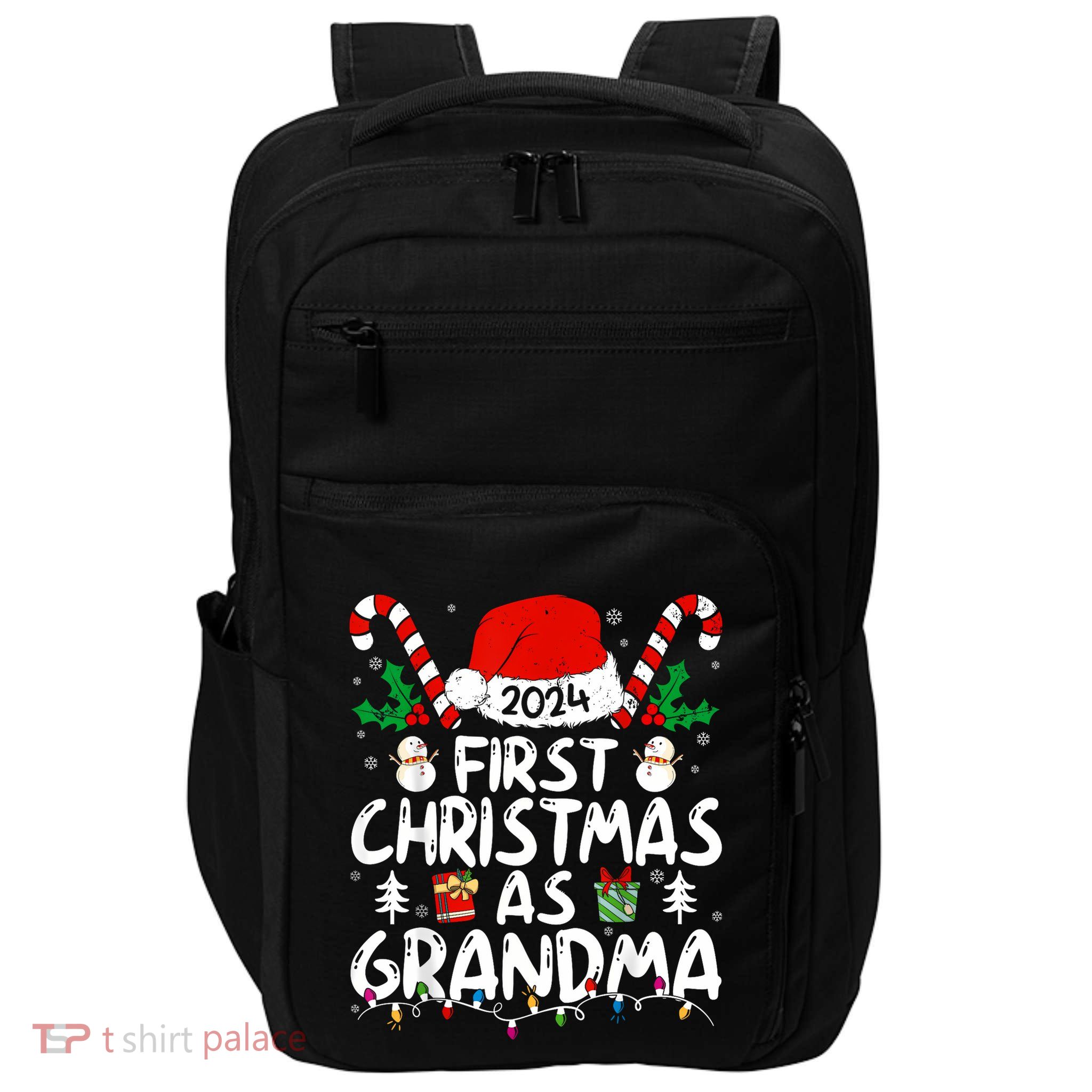 First Christmas As Grandma 2024 Family Matching New Grandma Impact Tech Backpack