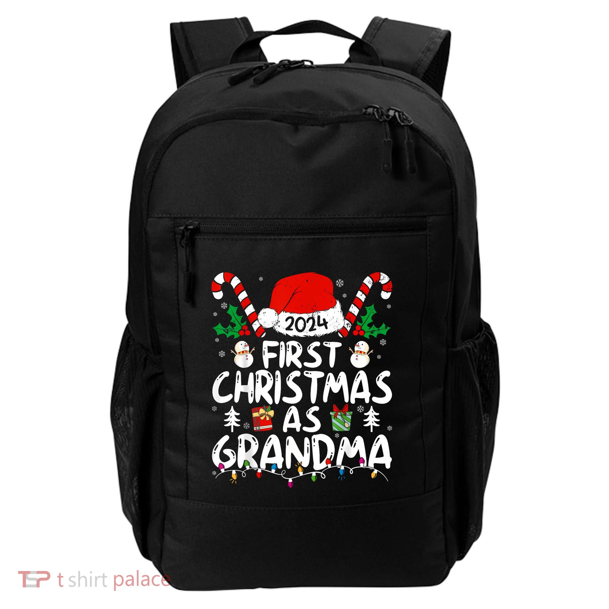 First Christmas As Grandma 2024 Family Matching New Grandma Backpack