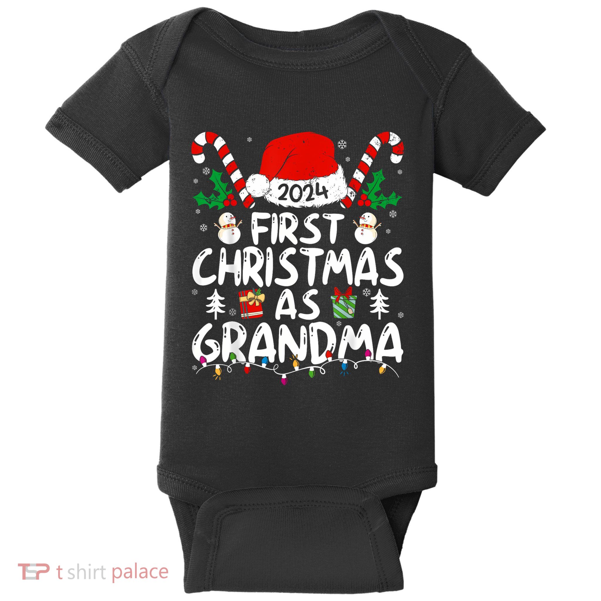 First Christmas As Grandma 2024 Family Matching New Grandma Baby Bodysuit